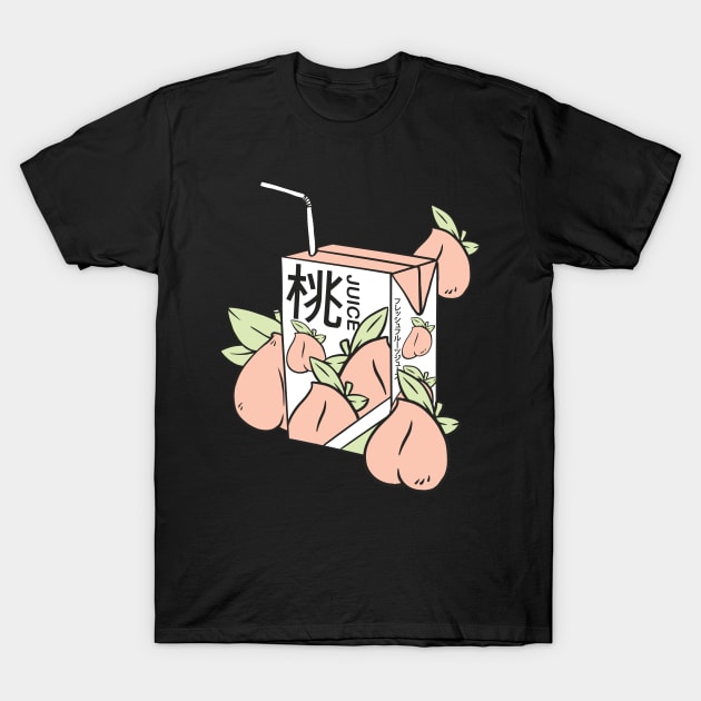 Retro Japan Peach Juice T-Shirt by Noveldesigns